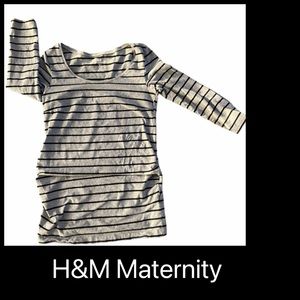 H&M MAMA Maternity Gray & Black Striped Top Size S